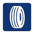 Pictograma vectorial automotriz: neumáticos. Icono de cambio de ruedas.