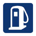 Pictograma vectorial automotriz: estación de servicio. Señal de repostaje y combustible.