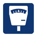 Pictograma vectorial automotriz: parquímetro. Icono de zona de estacionamiento regulado.