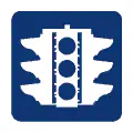 Pictograma vectorial automotriz: semáforo. Gráfico de regulación de tráfico.