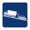 Pictograma vectorial automotriz: deslizamiento. Icono de riesgo en pendiente.