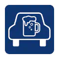 Pictograma vectorial automotriz: consumo. Símbolo de bebidas en el interior.