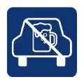 Pictograma vectorial automotriz: prohibido alcohol. Señal de conducción responsable.