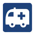 Pictograma vectorial de ambulancia. Símbolo de transporte sanitario de emergencia.