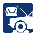 Pictograma vectorial automotriz: revisión del motor. Símbolo de diagnóstico mecánico.