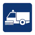 Pictograma vectorial de barredora. Gráfico de limpieza urbana.