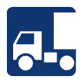 Pictograma vectorial de camión de transporte. Símbolo para logística vial.