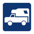 Pictograma vectorial de autocaravana. Icono de camping y turismo itinerante.