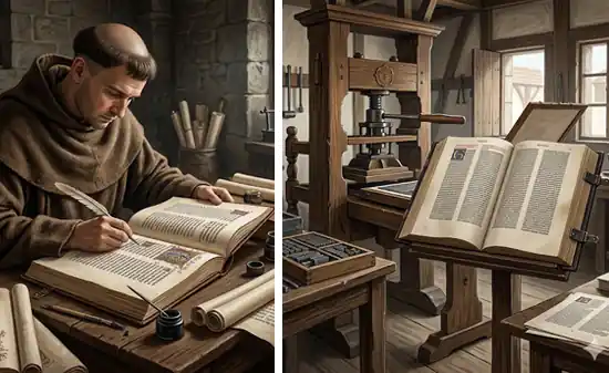Del scriptorium manual a la imprenta: dos visiones del mundo.