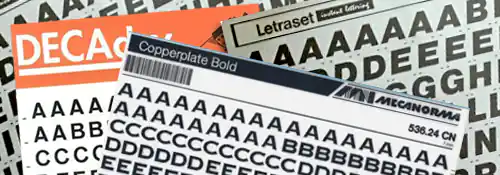 Láminas de letras transferibles: la precisión manual antes de la era digital.