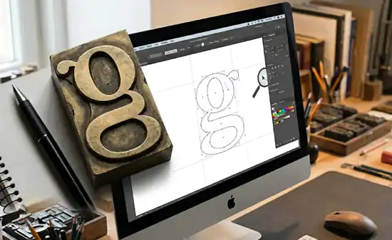 Del tipo móvil de plomo al diseño digital del glifo.
