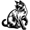 Gato siamês vetorizado para cortar em plotter.
