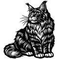 Maine Coon cat vectorized for cutting plotter.