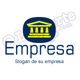 Logo templo griego, construcción, reformas, seguros, solidez, fuerza.