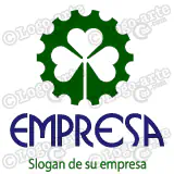 Pictograma vectorial Logo industrial, engranajes con trebol calado, conservación del medio ambiente, energía sostenible.