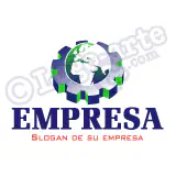 Logo mundo y engranaje, negocios, industria, corporación, software.