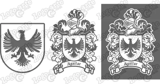 Imágenes vectoriales del escudo de armas del apellido Aguilar para descargar.