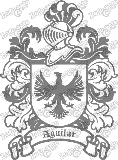Escudo heráldico del apellido Aguilar en vectores para cortar en plotter.
