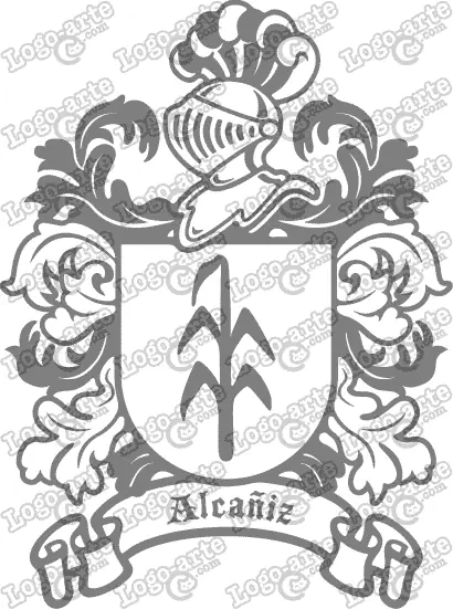 Escudo heráldico del apellido Alcañiz en vectores para cortar en plotter.