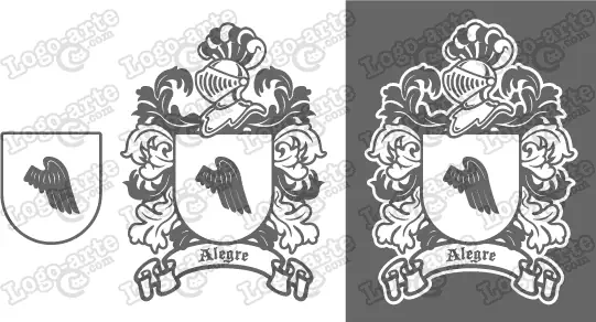 Imágenes vectoriales del segundo escudo de armas del apellido Alegre para descargar.