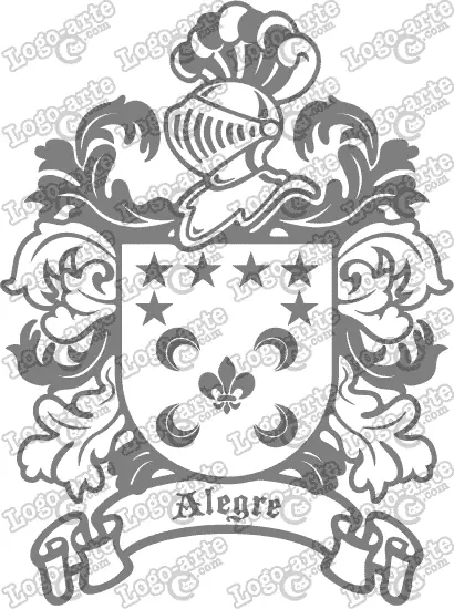 Escudo heráldico del apellido Alegre en vectores para cortar en plotter.