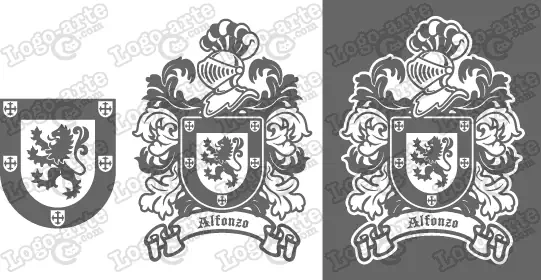 Imágenes vectoriales del escudo de armas del apellido Alfonzo para descargar.