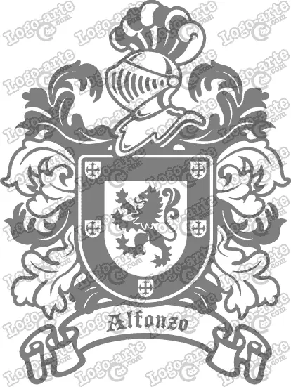 Escudo heráldico del apellido Alfonzo en vectores para cortar en plotter.