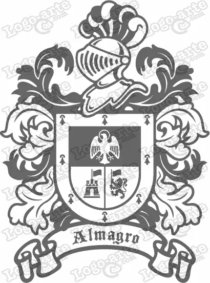 Escudo heráldico del apellido Almagro en vectores para cortar en plotter.