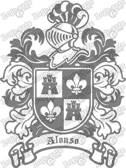 Escudo heráldico del apellido Alonso en vectores para cortar en plotter.