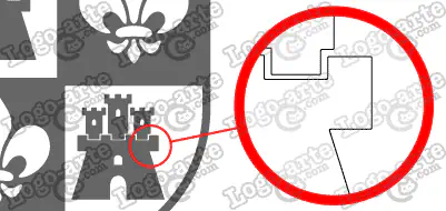 Las puntas y ángulos de este escudo heráldico vectorial están redondeados para facilitar el corte y pelado.