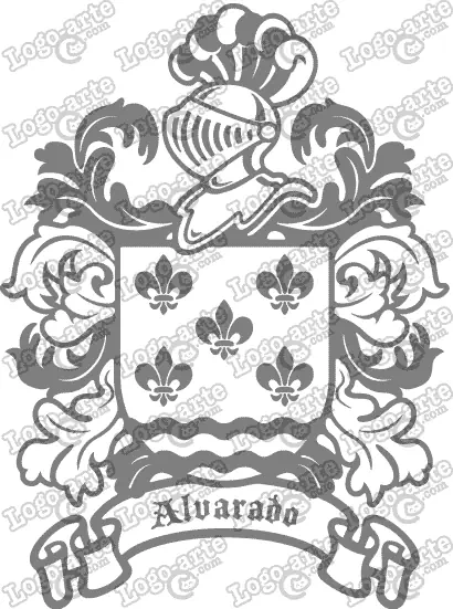 Escudo heráldico del apellido Alvarado en vectores para cortar en plotter.