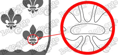Las puntas y ángulos de este escudo heráldico vectorial están redondeados para facilitar el corte y pelado.