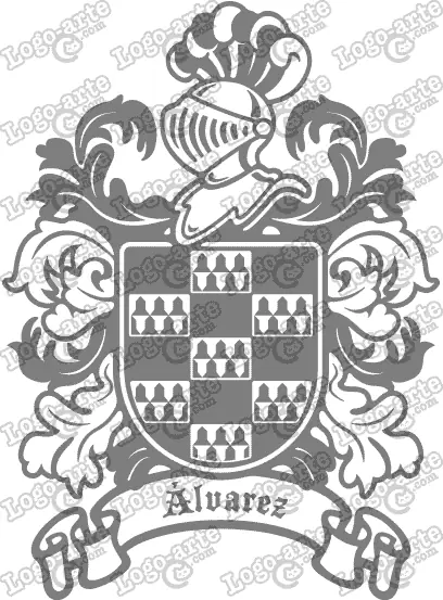 Escudo heráldico del apellido Álvarez en vectores para cortar en plotter.