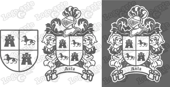 Imágenes vectoriales del escudo de armas del apellido Anta para descargar.