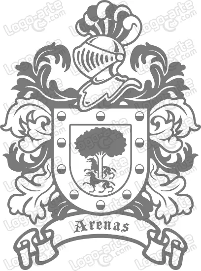 Escudo heráldico del apellido Arenas en vectores para cortar en plotter.