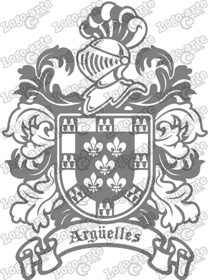 Escudo heráldico del apellido Argüelles en vectores para cortar en plotter.