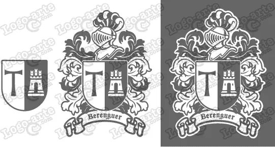 Imágenes vectoriales del escudo de armas del apellido Berenguer para descargar.