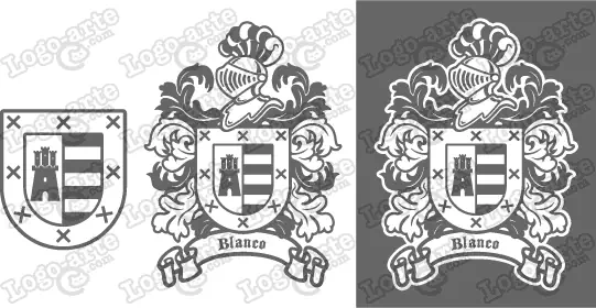 Imágenes vectoriales del escudo de armas del apellido Blanco para descargar.