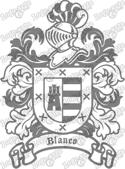 Escudo heráldico del apellido Blanco en vectores para cortar en plotter.