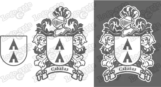Imágenes vectoriales del escudo de armas del apellido Cabañas para descargar.