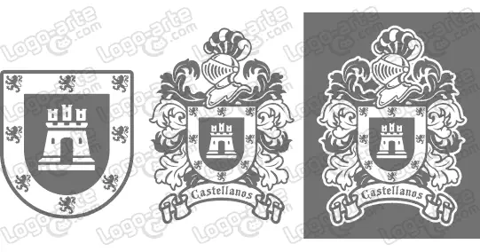 Imágenes vectoriales del escudo de armas del apellido Castellanos para descargar.