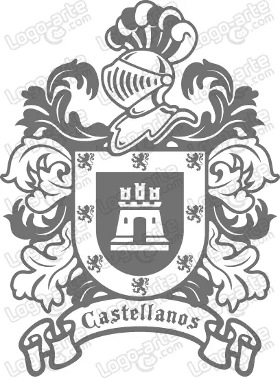 Escudo heráldico del apellido Castellanos en vectores para cortar en plotter.