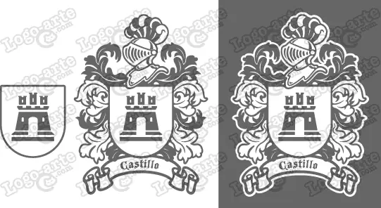 Imágenes vectoriales del escudo de armas del apellido Castillo para descargar.