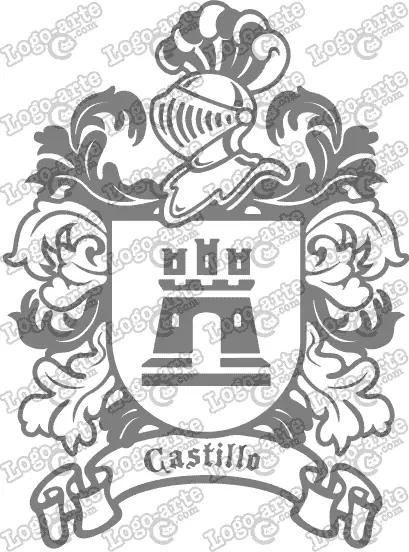 Escudo heráldico del apellido Castillo en vectores para cortar en plotter.