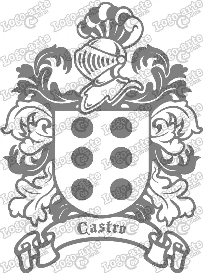 Escudo heráldico del apellido Castro en vectores para cortar en plotter.