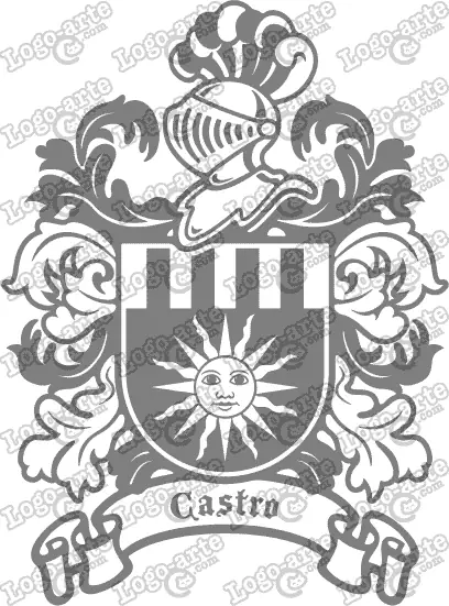 Escudo heráldico del apellido Castro en vectores para cortar en plotter.