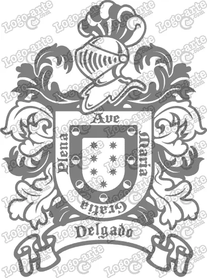 Escudo heráldico del apellido Delgado en vectores para cortar en plotter.