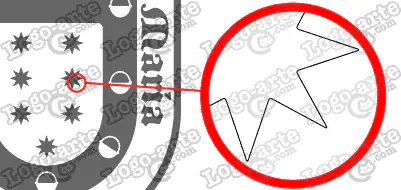Las puntas y ángulos de este escudo heráldico vectorial están redondeados para facilitar el corte y pelado.
