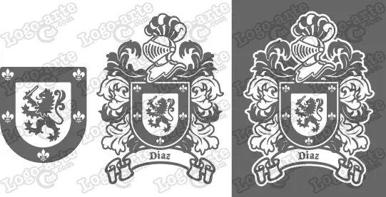 Imágenes vectoriales del escudo de armas del apellido Díaz para descargar.