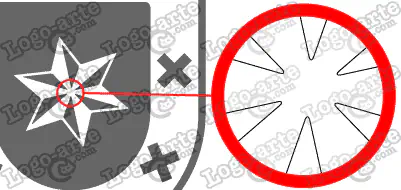 Las puntas y ángulos de este escudo heráldico vectorial están redondeados para facilitar el corte y pelado.